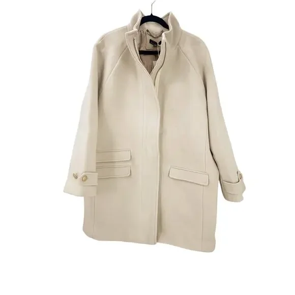 J. Crew Women's Toscana Coat in Italian Stadium-Cloth Wool Blend Natural 16 NWT